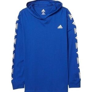 Adidas boys blue long sleeve hoodie shirt size 14/16